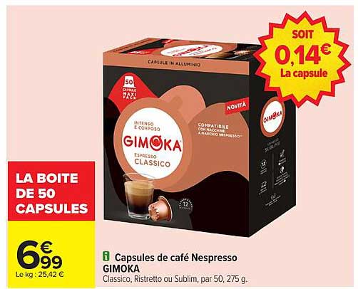 Capsules de café Nespresso GIMOKA