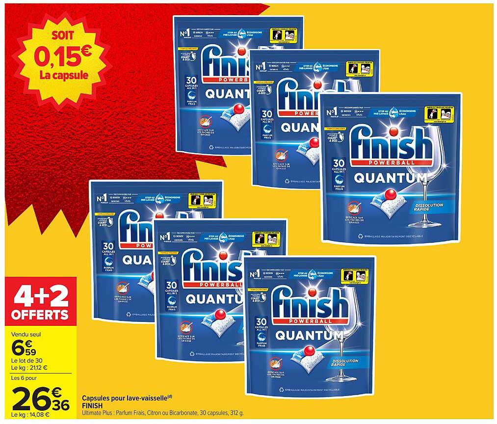 Capsules pour lave-vaisselle FINISH Quantum