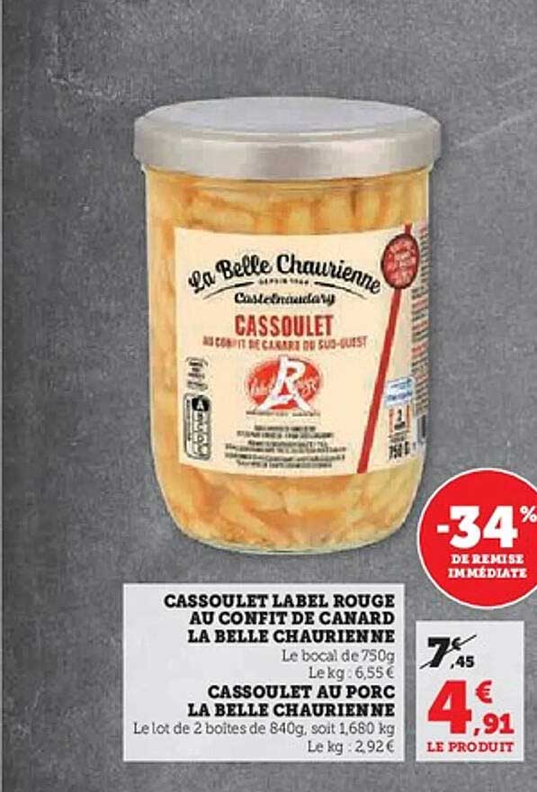 CASSOULET LABEL ROUGE AU CONFIT DE CANARD LA BELLE CHAURIENNE
