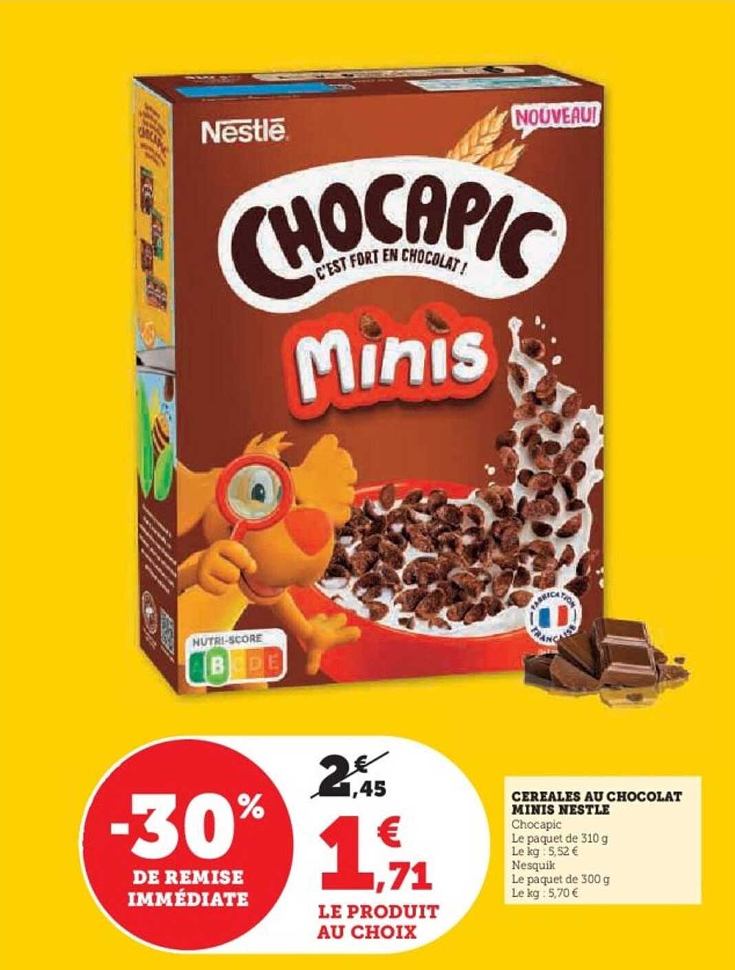 Céréales au chocolat Minis Nestlé Chocapic -30% de remise immédiate