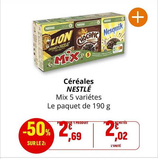 Céréales NESTLÉ Mix 5 variétés Le paquet de 190 g