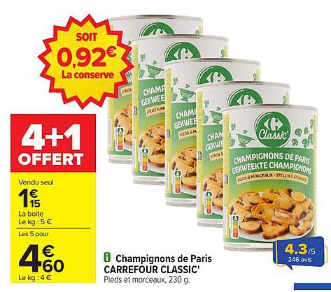 Champignons de Paris CARREFOUR CLASSIC'