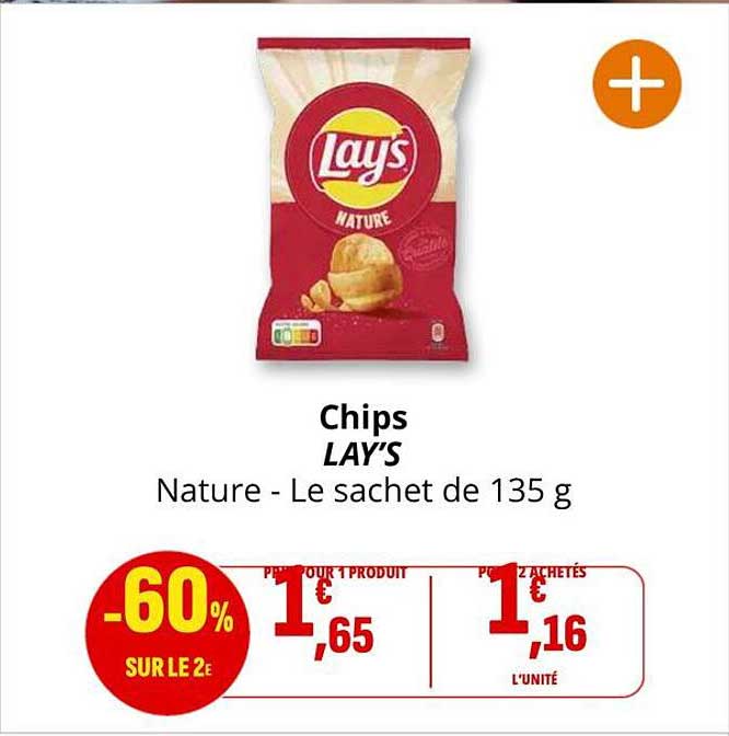 Chips LAY’S Nature - Le sachet de 135 g