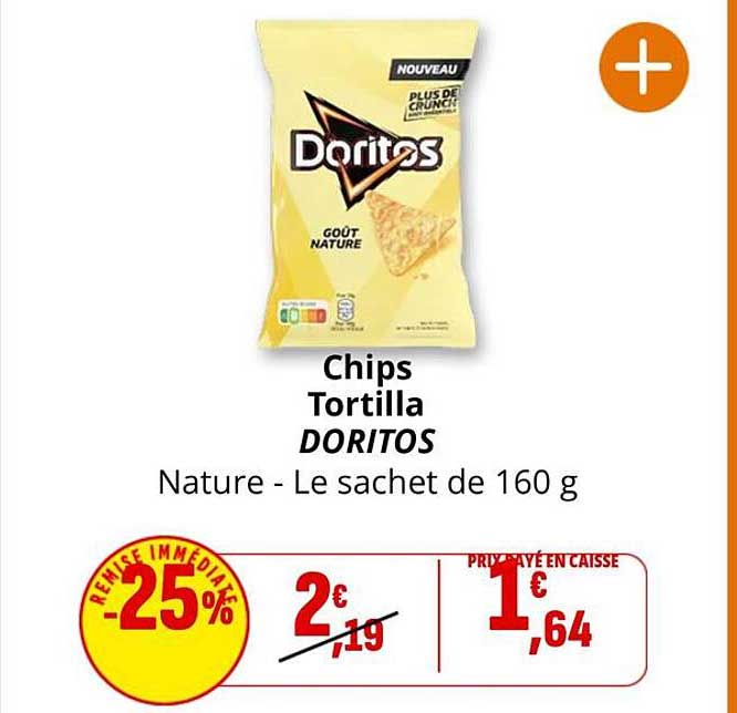 Chips Tortilla DORITOS Nature - Le sachet de 160 g