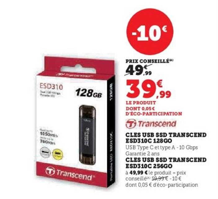 CLE USB SSD TRANSCEND ESD310C 128GO
