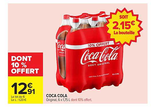 Coca Cola Original, 6 x 1,75 L dont 10% offert