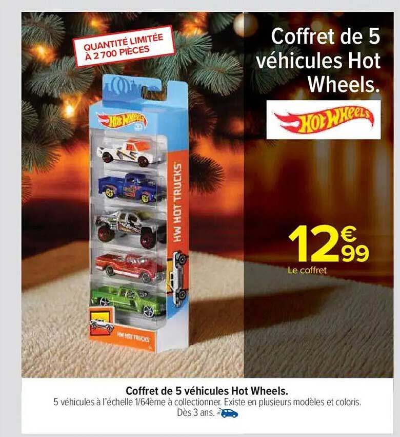 Coffret de 5 véhicules Hot Wheels.