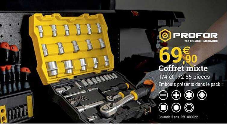 Coffret mixte 1/4 et 1/2 55 pièces