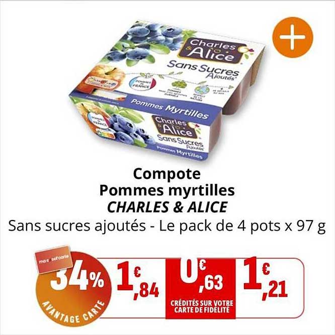 Compote Pommes myrtilles CHARLES & ALICE