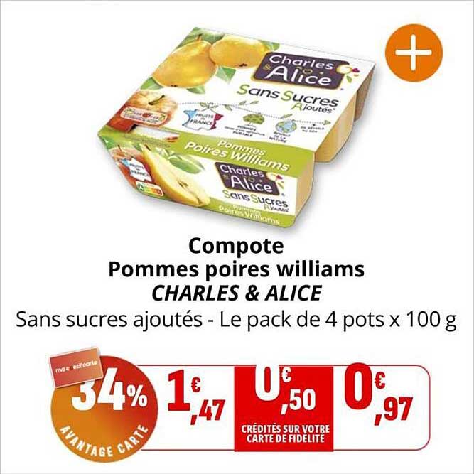 Compote Pommes poires williams CHARLES & ALICE