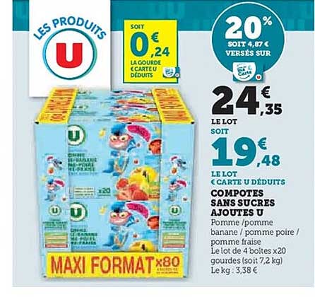 Compotes sans sucres ajoutés U