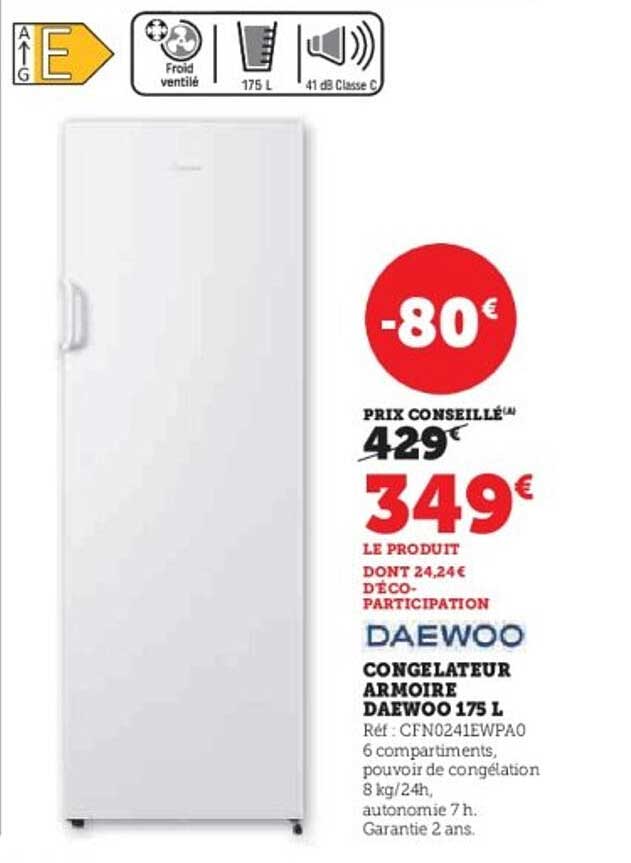 CONGELATEUR ARMOIRE DAEWOO 175 L