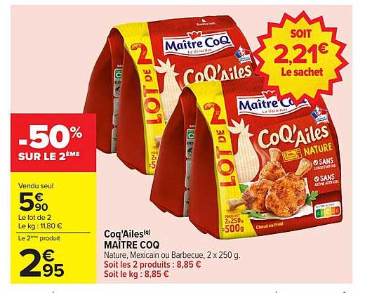 Coq'Ailes Maître Coq - Lot de 2