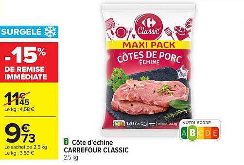 Côte d'échine CARREFOUR CLASSIC