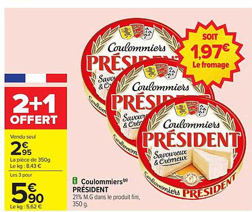 Coulommiers Président 2+1 offert
