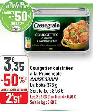 Courgettes cuisinées à la Provençale CASSEGRAIN