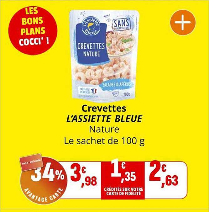 Crevettes L'ASSIETTE BLEUE Nature Le sachet de 100 g