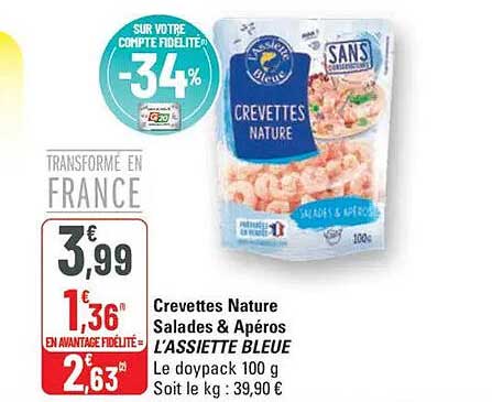 Crevettes Nature Salades & Apéros L'ASSIETTE BLEUE