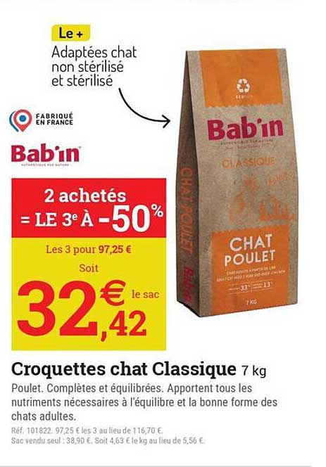 Croquettes chat Classique 7 kg