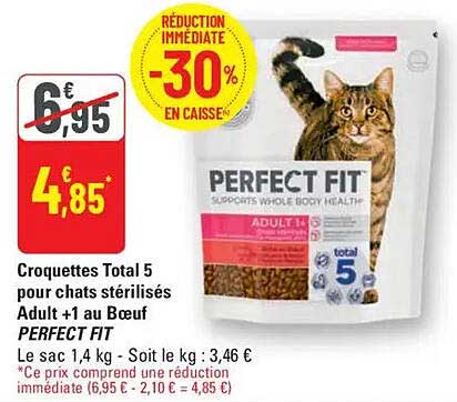 Croquettes Total 5 pour chats stérilisés Adult +1 au Bœuf