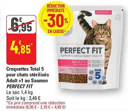 Croquettes Total 5 pour chats stérilisés Adult +1 au Saumon