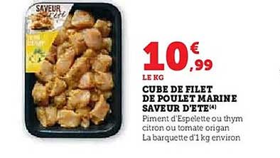 CUBE DE FILET DE POULET MARINE SAVEUR D'ÉTÉ