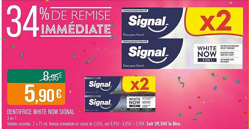DENTIFRICE WHITE NOW SIGNAL 3 EN 1