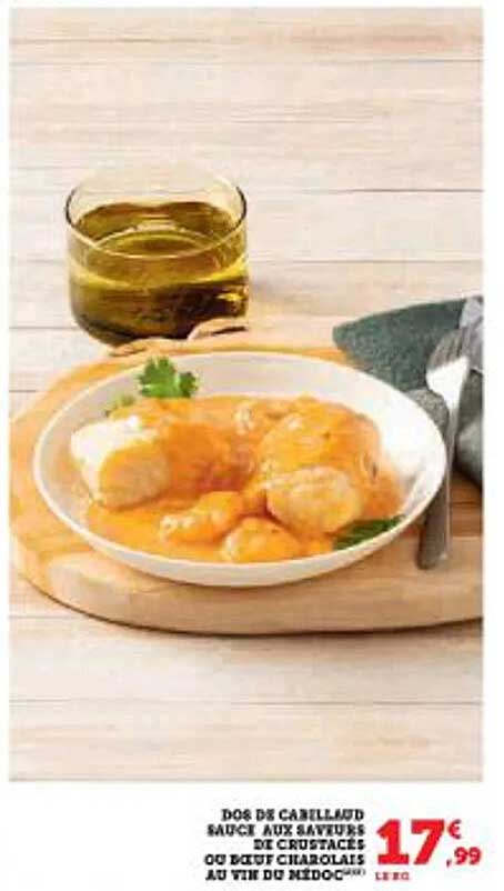 DOS DE CABILLAUD SAUCE AUX SAVEURS DE CRUSTACÉS ET OEUFS CHADRAIS AU VIN DU MÉDOC