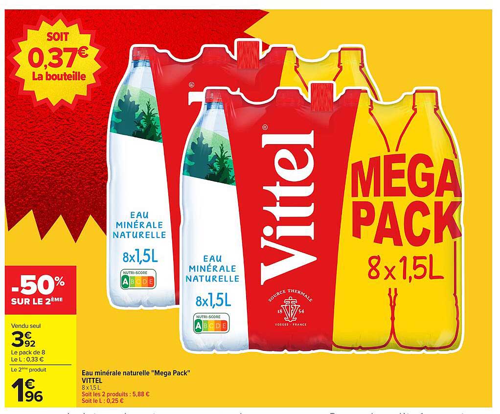 Eau minérale naturelle "Mega Pack" VITTEL 8 x 1,5L