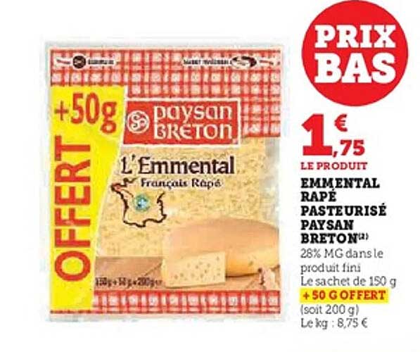 EMMENTAL RÂPÉ PASTEURISÉ PAYSAN BRETON