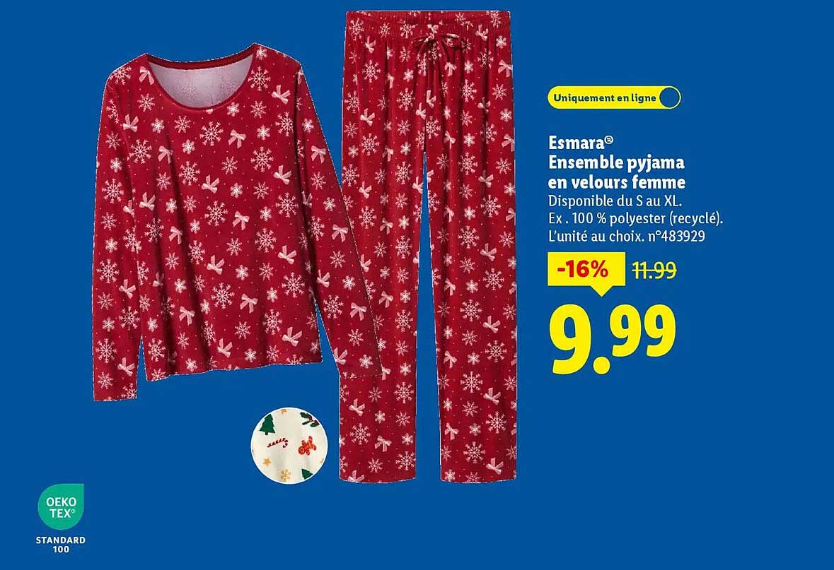 Ensemble pyjama en velours femme