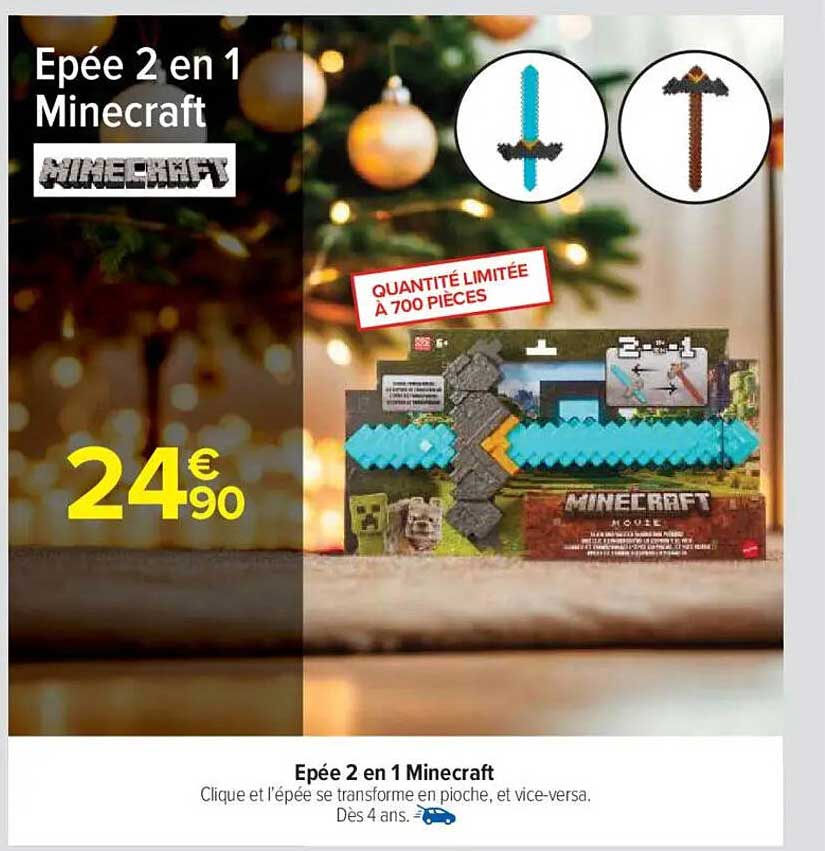 Épée 2 en 1 Minecraft