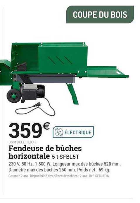 Fendeuse de bûches horizontale 5 t SFBL5T