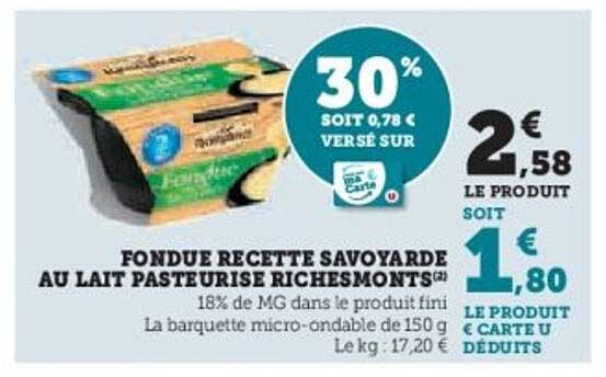 FONDUE RECETTE SAVOYARDE AU LAIT PASTEURISE RICHESMONTS