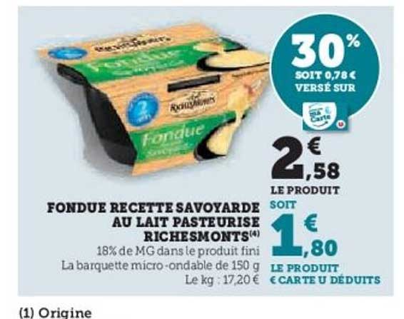 FONDUE RECETTE SAVOYARDE AU LAIT PASTEURISE RICHESMONTS