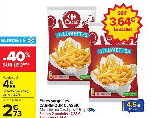 Frites surgelées CARREFOUR CLASSIC'