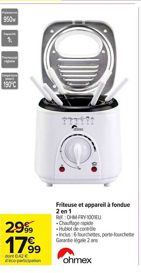Friteuse et appareil à fondue 2 en 1