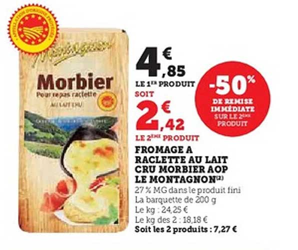 FROMAGE A RACLETTE AU LAIT CRU MORBIER AOP LE MONTAGNON