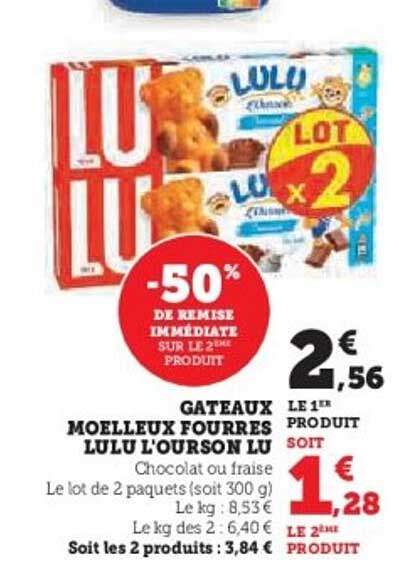 GATEAUX MOELLEUX FOURES LULU L'OURSON LU