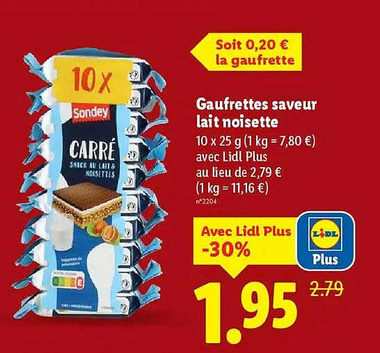 Gaufrettes saveur lait noisette