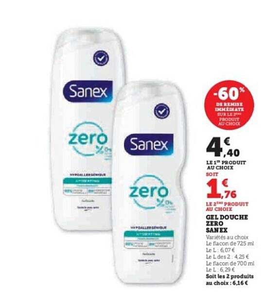 GEL DOUCHE ZERO SANEX