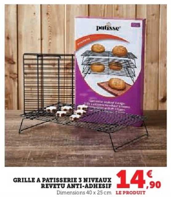 GRILLE A PATISSERIE 3 NIVEAUX REVETU ANTI-ADHESIF