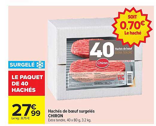 Hachés de boeuf surgelés Chiron