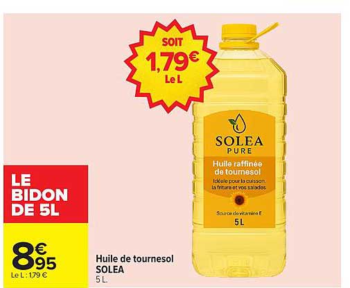 Huile de tournesol SOLEA 5 L