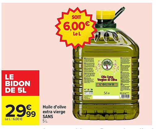 Huile d'olive extra vierge SANS 5L