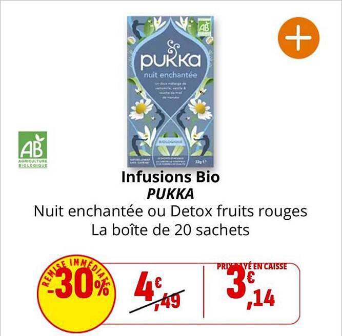Infusions Bio PUKKA Nuit enchantée ou Detox fruits rouges