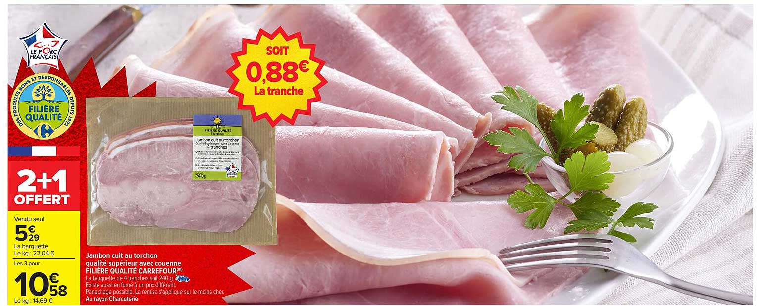 Jambon cuit au torchon 4 tranches