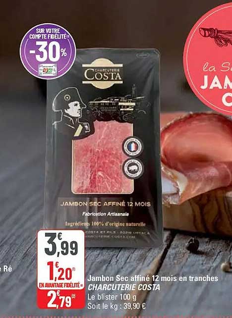 Jambon Sec affiné 12 mois en tranches