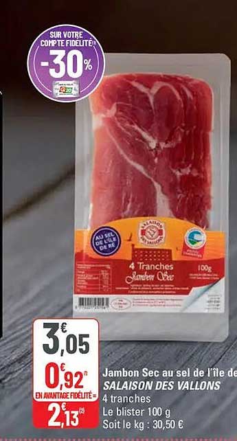 Jambon Sec au sel de l’île de SALAISON DES VALLONS