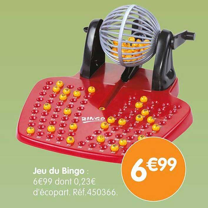 Jeu du Bingo : 6€99 dont 0,23€ d'écopart.
